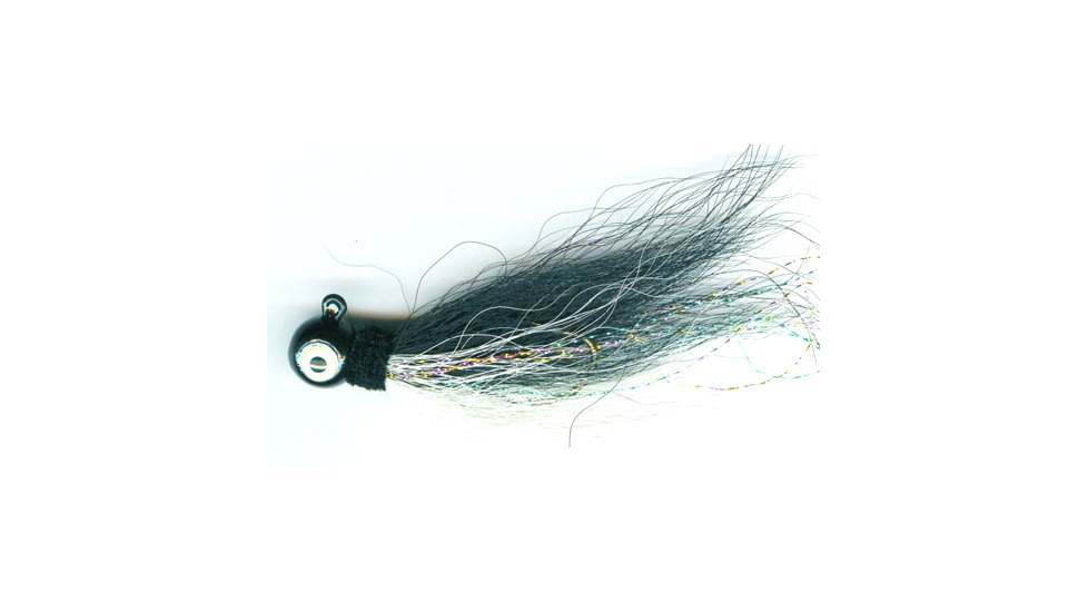 Macks Lure Rock Dancer Bucktail Jig, 1/4 oz, 2/0 Hook Black Head/Black/White Body, 18101