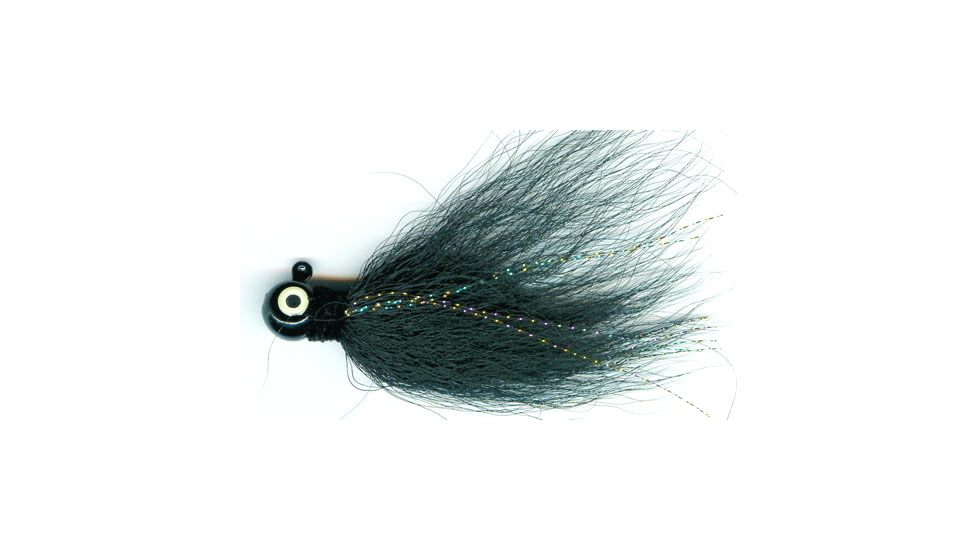 Macks Lure Rock Dancer Bucktail Jig, 3/8 oz, 2/0 Hook Black Head/Black Body, 18180
