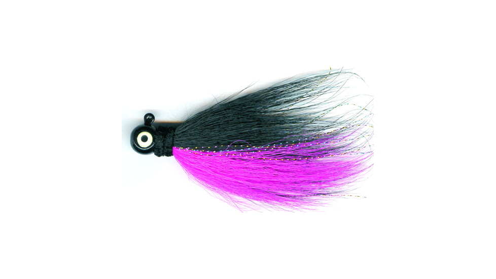 Macks Lure Rock Dancer Bucktail Jig, 3/8 oz, 2/0 Hook Black Head/Black/Cerise Body, 18197