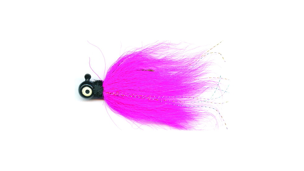Macks Lure Rock Dancer Bucktail Jig, 3/8 oz, 2/0 Hook Black Head/Cerise Body, 18182