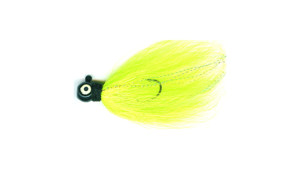 Macks Lure Rock Dancer Bucktail Jig, 3/8 oz, 2/0 Hook Black Head/Chartreuse Body, 18192