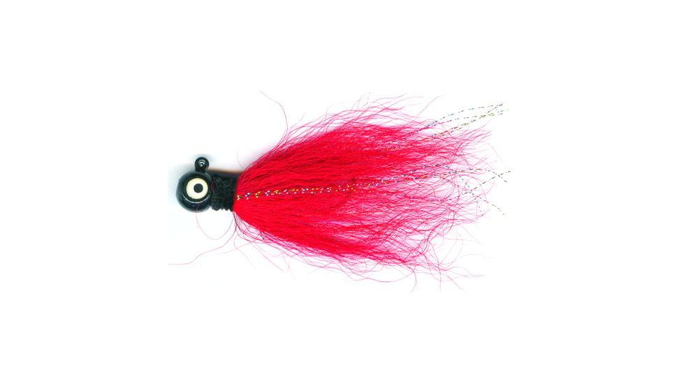 Macks Lure Rock Dancer Bucktail Jig, 3/8 oz, 2/0 Hook Black Head/Red Body, 18190