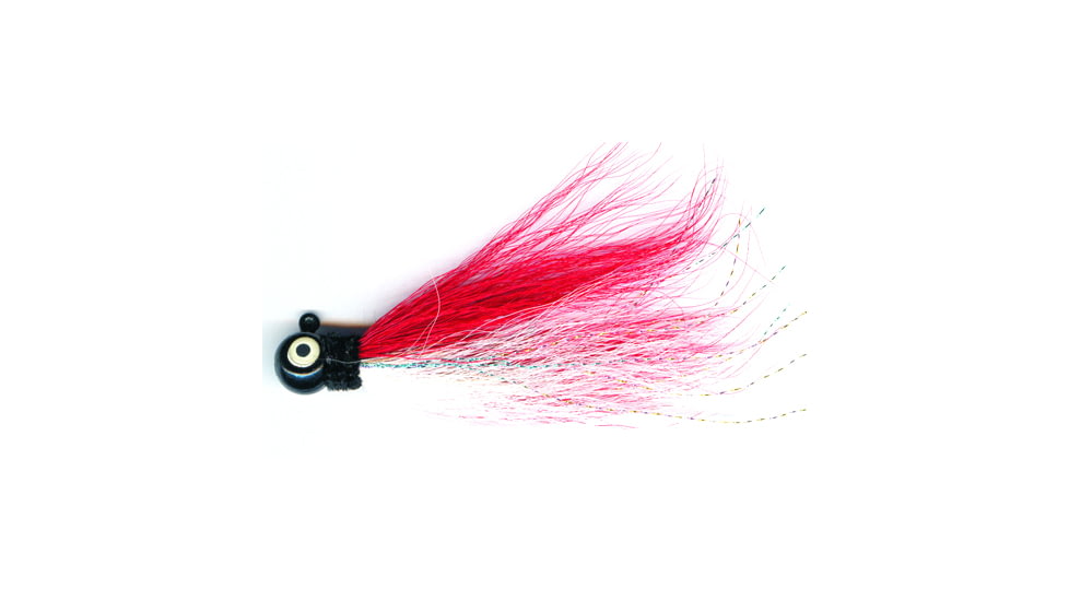 Macks Lure Rock Dancer Bucktail Jig, 3/8 oz, 2/0 Hook Black Head/Red/White Body, 18186
