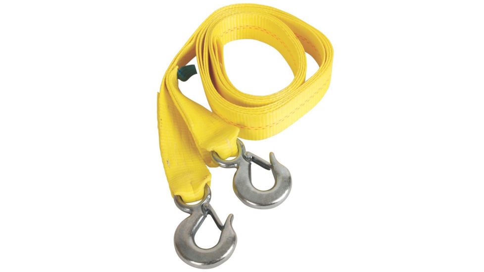 Coleman Mad Dog ATV Polyester Tow Strap, 2,000 lb Working Load Limit, 2 Heavy Duty Hooks, Yellow, 15 ft 2000012640