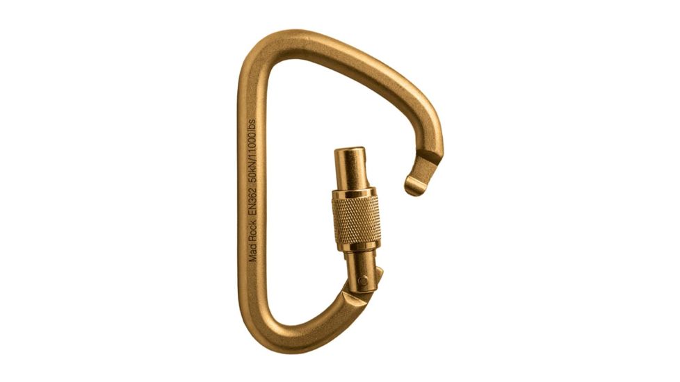 Mad Rock XL Steel Screw Lock Carabiner, Gold 870559005326