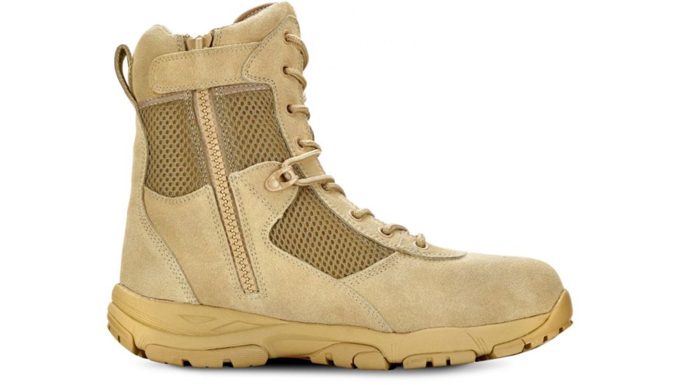 Maelstrom Landship 2.0 Mens 8in Tactical Boot w/ Zipper, Non-Insulated, Wide, 12, Tan, T1281BZ-12W