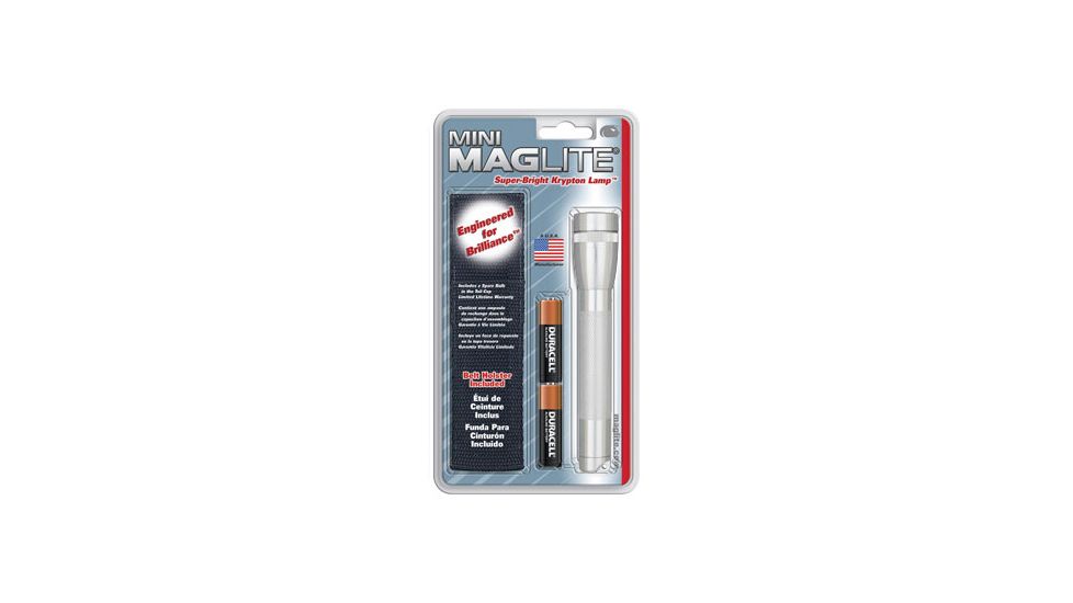 MagLite Mini 2 Cell AA Incandescent Flashlight, Silver, Blister Card, M2A10H