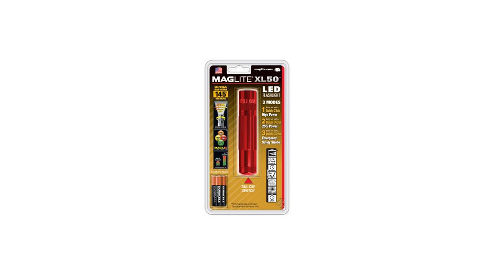 Mag Instrument XL 50 LED Flashlight Blister Pack, Red S3036