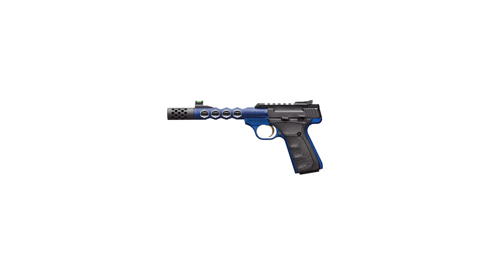 Browning Buck-Mark-Plus-Vision-Blue Pistol, .22 Long Rifle, 5.875 in barrel, anodized aluminum frame, black rubber grip, blowback operated semi-auto, single-action, fiber-optic front, adj. target rear, 10 round magazine, BBM-PLUS-VB-FRRMPG