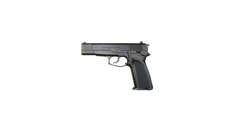 Browning Hi-Power-BDA Pistol, 9mm Luger, 4.6 in barrel, steel frame, black checkered polymer grip, recoil operated semi-automatic, double-action, frame mounted ambi decocker, fixed blade front, fixed rear, 14 round magazine, BG-HI-PWR-BDA-FRRMPG