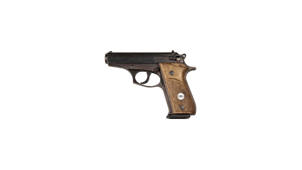 Bersa 85 Pistol, .380 ACP, 3.5 in barrel, blued carbon steel frame, walnut grip, blowback operated semi-auto, double-action, slide mounted decock/hammer block, low profile blade and notch, 12 round magazine, BRSA-85-FRRMPG