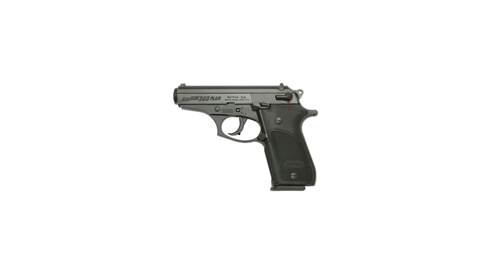Bersa Thunder-380-Plus Pistol, .380 ACP, 3.5 in barrel, aluminum alloy frame, black polymer grip, blowback operated semi-auto, double-action, fixed blade front, floating notch rear, 15 round magazine, BRSA-TDR-380-PLUS-FRRMPG