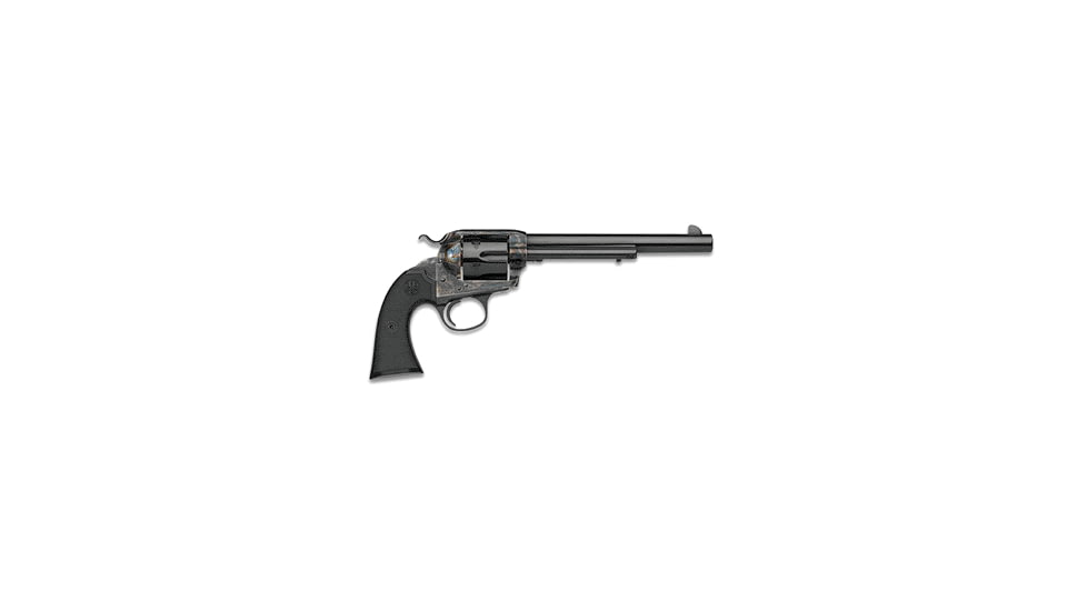 Beretta Stampede-Bisley Revolver, .357 Magnum, 7.5 in barrel, charcoal blue steel frame, black plastic grip, revolving chamber, single-action, automatic hammer block, fixed, 6 round magazine, BT-STPD-BSY-3-FRRMPG