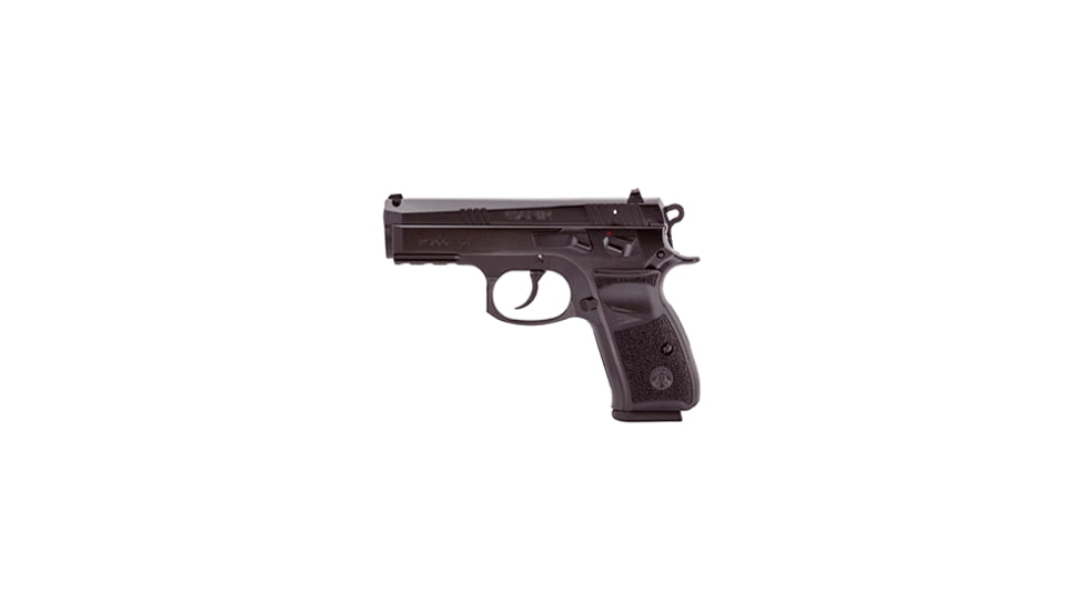 Canik P100 Pistol, 9mm Luger, 3.93 in barrel, black finish steel frame, black textured polymer grip, recoil operated semi-automatic, double-action, frame mounted manual safety, fixed white 3-dot, 15 round magazine, CANIK-P100-2-FRRMPG