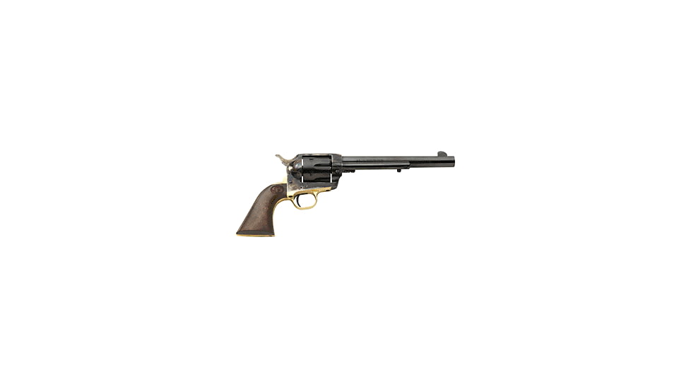 Charles Daly 1873 Revolver, .45 Colt, 7.5 in barrel, brass/color case blued steel frame, walnut grip, revolving chamber, single-action, hammer; cylinder pin, fixed blade front, fixed rear, 6 round magazine, CD-1873-6-FRRMPG