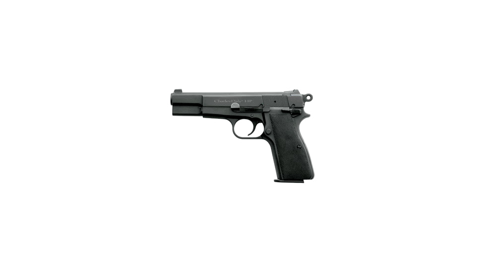 Charles Daly Field-HP Pistol, 9mm Luger, 4.625 in barrel, blued carbon steel frame, Uncle Mikes padded grip, recoil operated semi-automatic, single-action, white dot front, shallow V w/post rear, 13 round magazine, CD-FLD-HP-FRRMPG