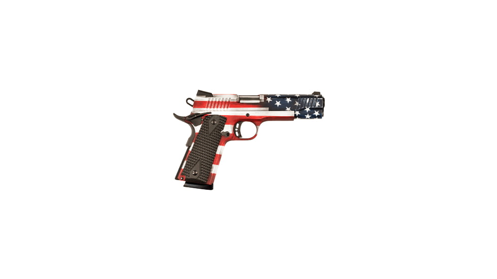 Citadel M-1911 Pistol, 9mm Luger, 5 in barrel, carbon steel frame, checkered wood grip, recoil operated semi-automatic, single-action, grip safety, ambi thumb safety, Novak, 8 round magazine, CTD-M-1911-3-FRRMPG