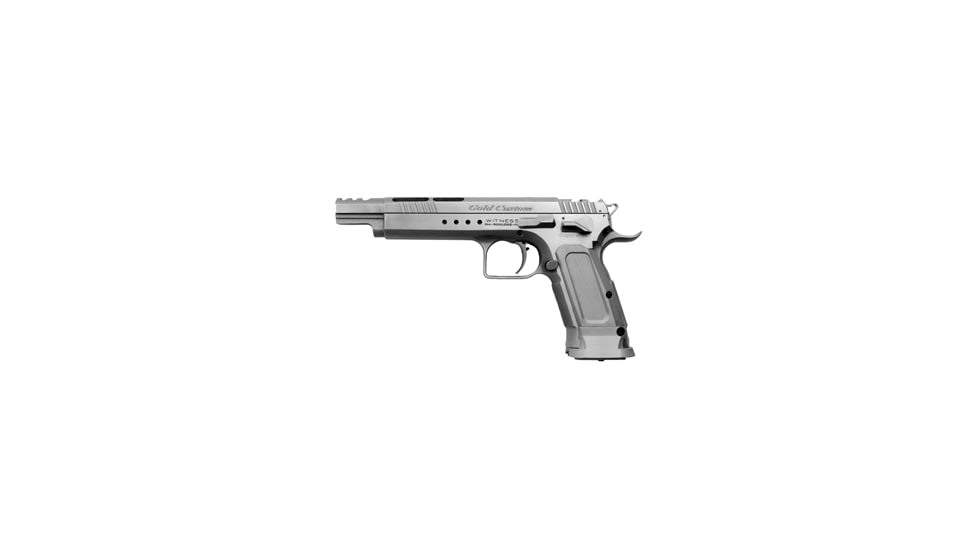 EAA Witness-Gold-Team Pistol, 9mm Luger, 5.25 in barrel, hard chromed carbon steel frame, one piece aluminum grip, recoil operated semi-automatic, single-action, 17 round magazine, EAAWTNSGOLDTEAM4-FRRMPG