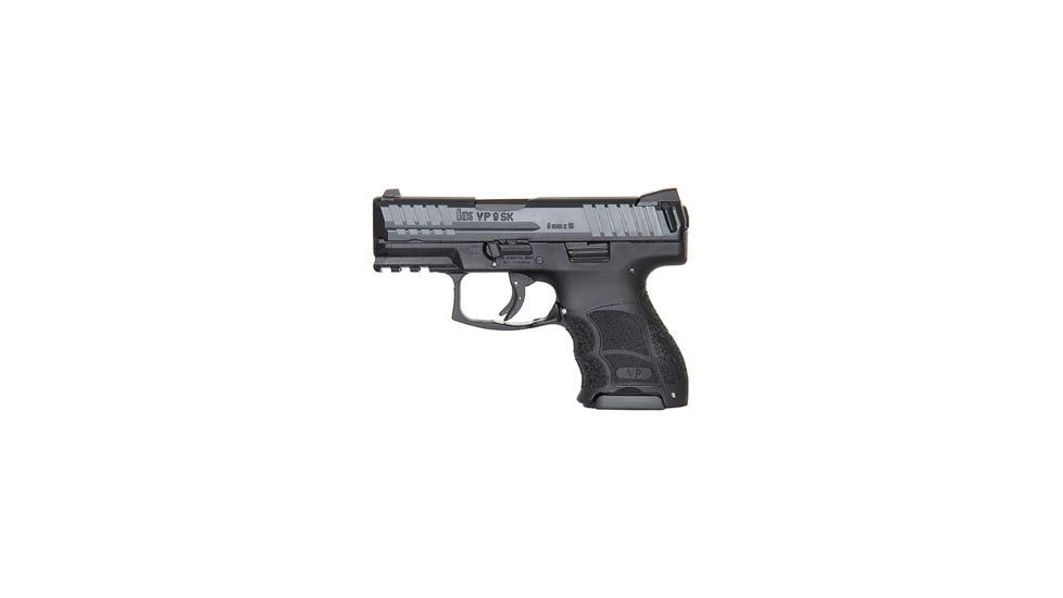 Heckler &amp; Koch VP9-SK Pistol, 9mm Luger, 3.39 in barrel, black polymer frame, integrated polymer grip, recoil operated semi-automatic, striker single-action, Glock-style trigger safety, 3-dot night sights, 10 round magazine, HK-VP9-SK-FRRMPG