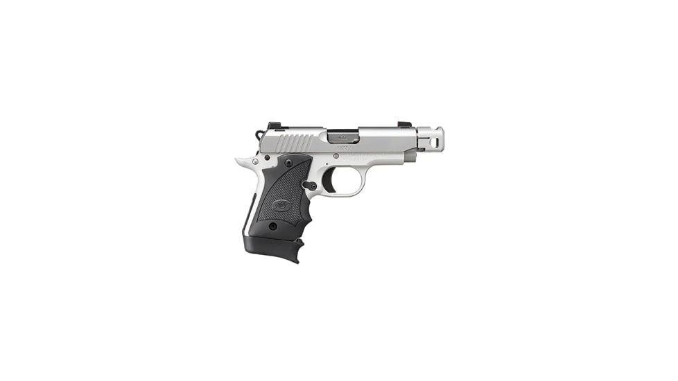 Kimber Micro-9-MC Pistol, 9mm Luger, 3.45 in barrel, aluminum frame, Hogue wrap around rubber grip, recoil operated semi-automatic, single-action, frame mounted thumb safety, TRUGLO Tritium Pro, 7 round magazine, KMBR-MICRO-9-MC-FRRMPG