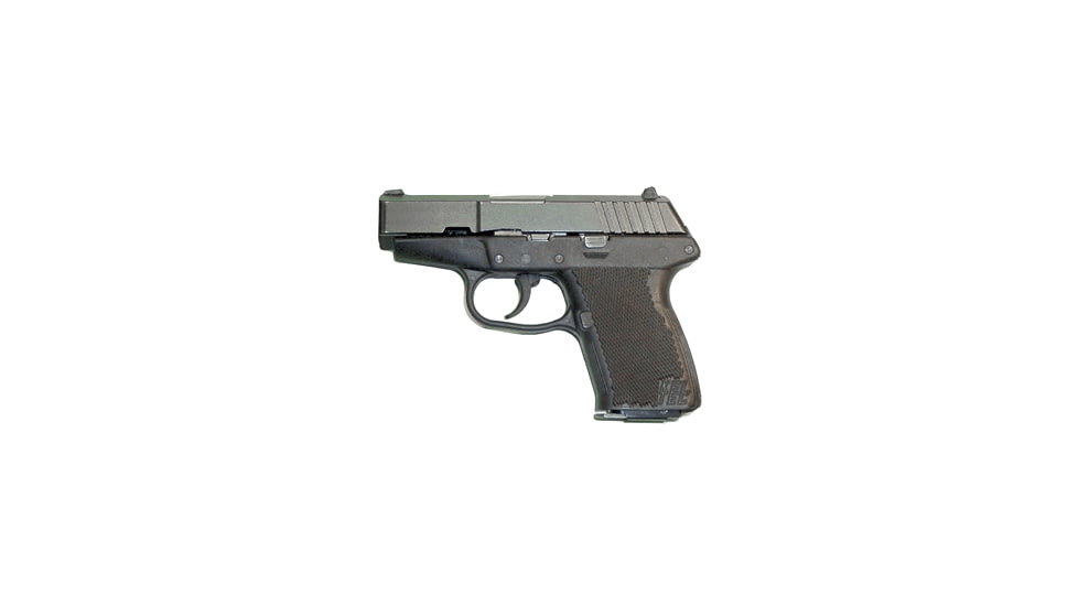 Kel-Tec P40 Pistol, .40 S&amp;W, 3.3 in barrel, black polymer frame, integrated polymer grip, recoil operated semi-automatic, double-action only, no manual safety, fixed blade and notch, 9 round magazine, KT-P40-FRRMPG