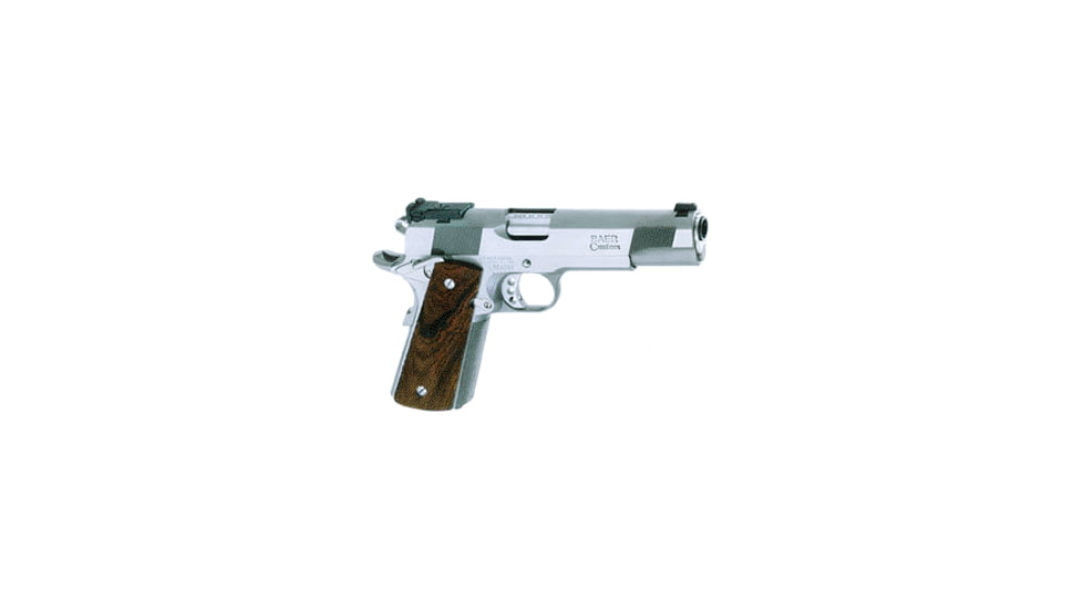 Les Baer 1911-Concept-V Pistol, .45 ACP, 5 in barrel, stainless steel frame, checkered cocobolo grip, recoil operated semi-automatic, single-action, grip safety, manual thumb safety, fully adjustable, 8 round magazine, LB-1911-CNCP-V-FRRMPG