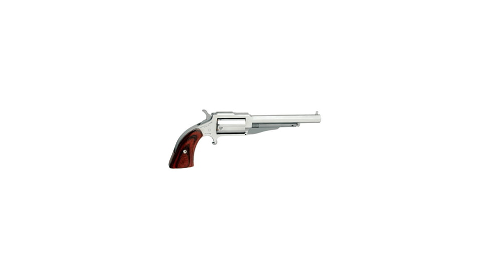 North American Arms 1860-Earl Revolver, .22 Winchester Magnum Rimfire, 4 in barrel, stainless steel frame, smooth walnut grip, revolving chamber, single-action, no manual safety, fixed blade and notch, 5 round magazine, NAA-1860-EARL-2-FRRMPG