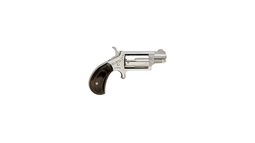 North American Arms Mini-Revolver Revolver, .17 Hornady Magnum Rimfire, 1.125 in barrel, stainless steel frame, wood grip, revolving chamber, single-action, half-way notch cylinder, blade front, notch rear, 5 round magazine, NAA-MR-2-FRRMPG