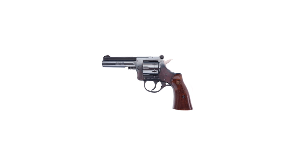 New England Firearms R22-Ultra-Mag Revolver, .22 Winchester Magnum Rimfire, 4 in barrel, blued steel frame, smooth walnut grip, revolving chamber, double-action, transfer bar, fixed front, adjustable rear, 6 round magazine, NEF-R22-UTA-MAG-FRRMPG