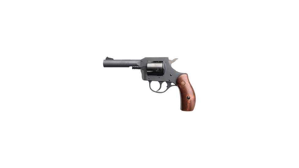 New England Firearms R73 Revolver, .32 H&amp;R Magnum, 4 in barrel, blued steel frame, smooth walnut grip, revolving chamber, double-action, transfer bar, fixed blade and notch, 5 round magazine, NEF-R73-3-FRRMPG