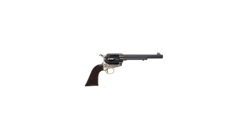 Pietta Alchimista-II Revolver, .45 Colt, 7.5 in barrel, case hardened steel frame, checkered walnut grip, revolving chamber, single-action, none, fixed blade and notch, 6 round magazine, PT-ALCHM-II-4-FRRMPG