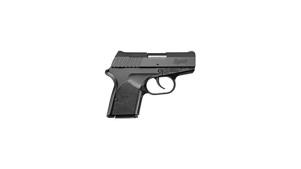 Remington RM380 Pistol, .380 ACP, 2.9 in barrel, black anodized aluminum frame, black glass filled nylon grip, delayed blowback semi-auto, double-action only, no external safety, blade front, notched rear, 6 round magazine, RGTN-RM380-FRRMPG