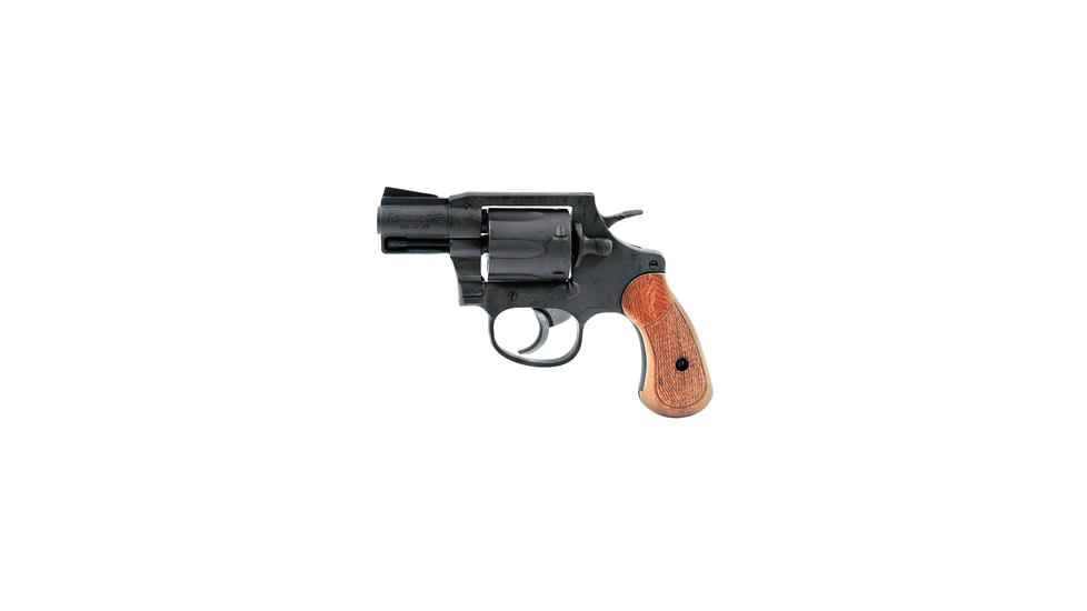 Rock Island Armory M206-RIA Revolver, .38 Special, 2 in barrel, blued finish steel frame, checkered wood grip, revolving chamber, double-action, trigger actuated transfer bar, front blade, 6 round magazine, RIA-M206-RIA-FRRMPG