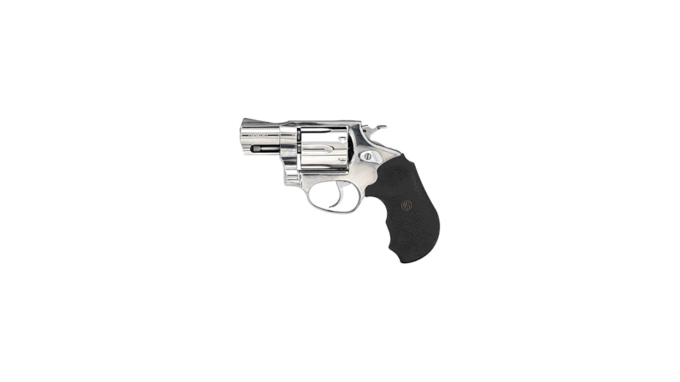 Rossi R462 Revolver, .357 Magnum, 2 in barrel, stainless steel frame, black rubber grip, revolving chamber, double-actionfront fixed blade, rear notch, 6 round magazine, ROSSI-R462-FRRMPG