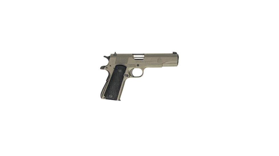 Springfield Armory 1911-A1-Mil-Spec Pistol, .45 ACP, 5 in barrel, matte OD green steel frame, checkered black polymer grip, recoil operated semi-automatic, single-action, 3-dot fixed, 7 round magazine, SA1911A1MILSPEC2-FRRMPG