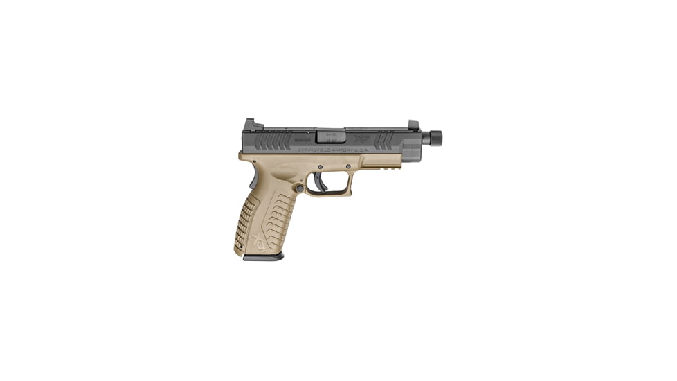 Springfield Armory XD-M-Threaded-Barrel Pistol, .45 ACP, 5.3 in barrel, dark earth polymer frame, integrated polymer grip, recoil operated semi-automatic, white 3-dot, 13 round magazine, SAXDMTHB-FRRMPG