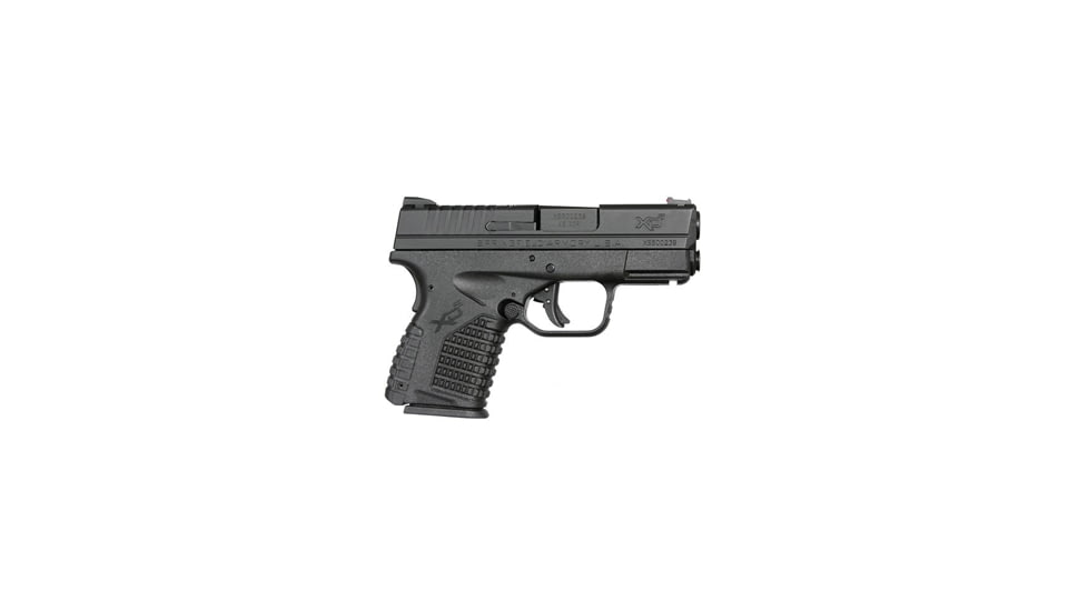 Springfield Armory XD-S Pistol, .45 ACP, 3.3 in barrel, black polymer frame, integrated polymer grip, recoil operated semi-automatic, fiber optic front, fixed 2 dot rear, 5 round magazine, SAXDS-FRRMPG