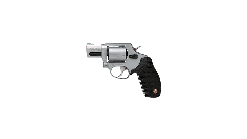 Taurus 450-Total-Titanium Revolver, .45 Colt, 2 in barrel, titanium frame, black ribbed rubber grip, revolving chamber, double-action, trigger actuated transfer bar, fixed front and rear, 5 round magazine, TRS-450-TTL-TTNM-FRRMPG