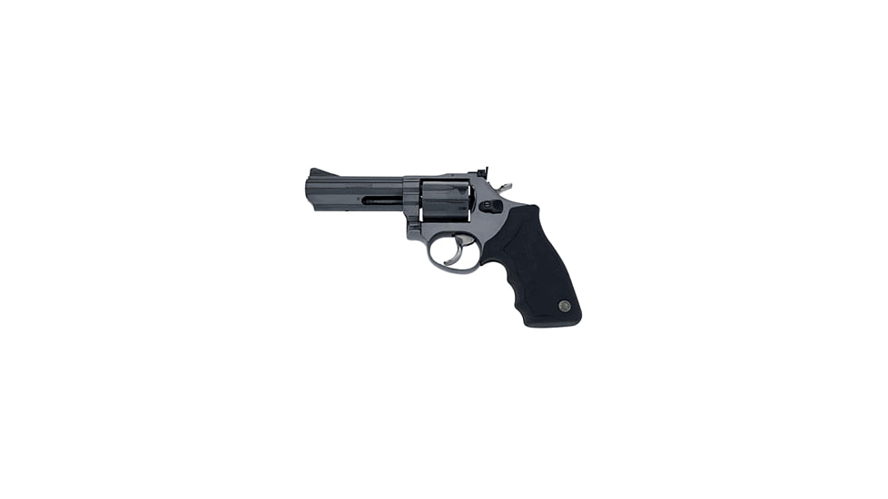 Taurus 66 Revolver, .357 Magnum, 4 in barrel, blued finish steel frame, black rubber grip, revolving chamber, double-action, trigger actuated transfer bar, fixed front, adjustable rear, 7 round magazine, TRS-66-FRRMPG