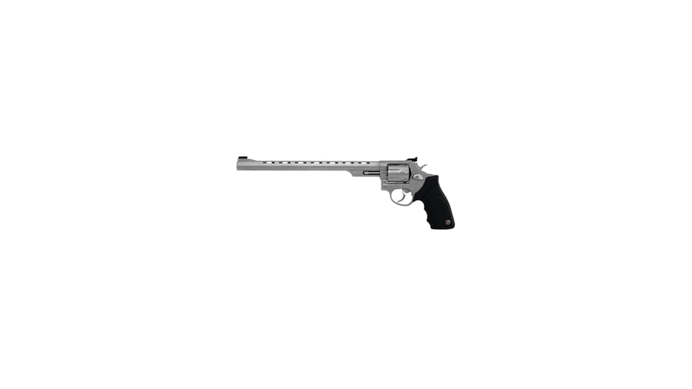 Taurus Hunter-66 Revolver, .357 Magnum, 12 in barrel, stainless steel frame, black rubber grip, revolving chamber, double-action, trigger actuated transfer bar, fixed front, adjustable rear, 7 round magazine, TRS-HUNTER-66-FRRMPG
