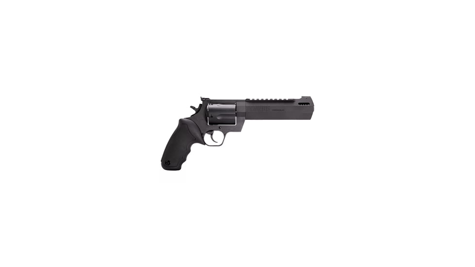 Taurus Raging-Hunter Revolver, .460 S&amp;W, 6.75 in barrel, matte black stainless steel frame, black rubber grip, revolving chamber, double-action, transfer bar, fixed blade front, adjustable rear, 5 round magazine, TRS-RG-HUNTER-11-FRRMPG