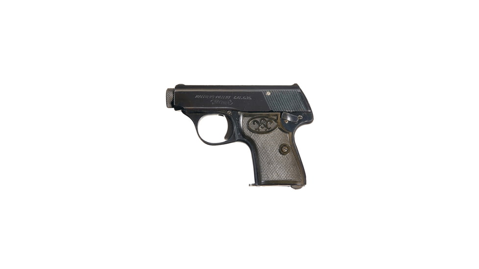 Walther 5 Pistol, .25 Auto, 2.1 in barrel, blued steel frame, hard rubber grip, blowback operated semi-auto, single-action, frame mounted manual safety, fixed, 6 round magazine, WA-5-FRRMPG