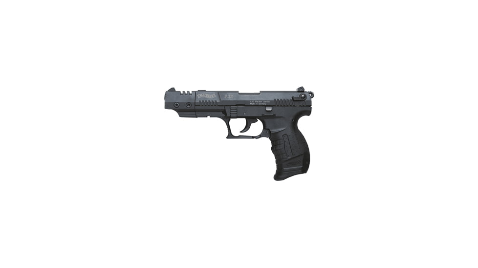 Walther P22 Pistol, .22 Long Rifle, 5 in barrel, black polymer frame, integrated polymer grip, blowback operated semi-auto, double-action, slide mounted hammer block, safe decock, 3-dot adjustable, 10 round magazine, WA-P22-2-FRRMPG