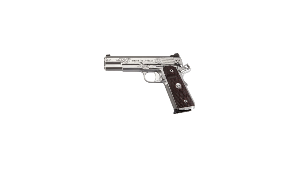 Wilson Combat Texas-BBQ-Special Pistol, .45 ACP, 5 in barrel, stainless steel frame, custom black cherry grip, recoil operated semi-automatic, single-action, gold bead front, combat rear, 8 round magazine, WC-TX-BBQ-SPC-FRRMPG