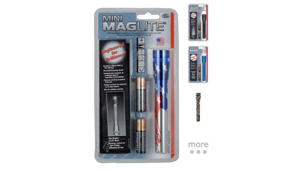 MagLite Mini MagLite AA Incandescent Flashlights, American Flag, Black, Blue, Camo, Gray, Gray Pewter