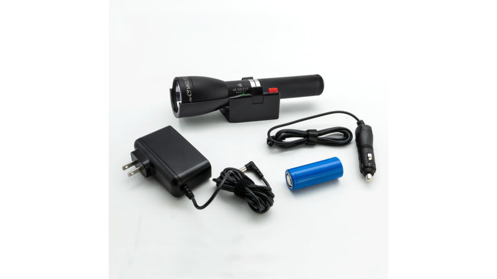 Maglite Ml150lrsx Flashlight, Lifepo4 Battery, Charging Cradle, 12v Car Adapter, Black, ML150LRSX-2019