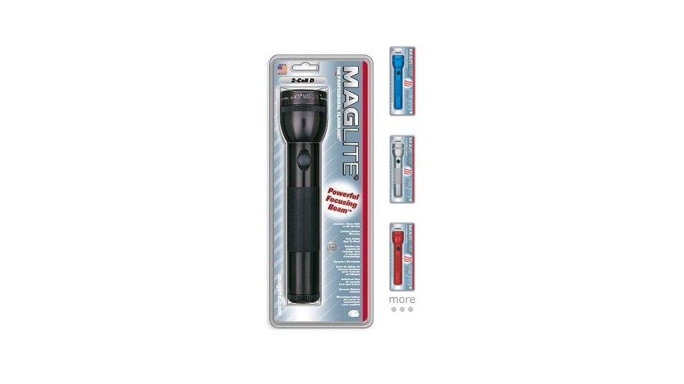 MagLite Standard MagLite 2 D Cell Flashlight, Black, Blue, Gray, Purple, Red, Silver