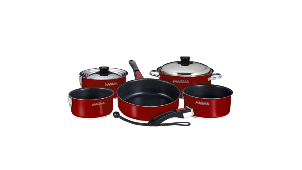 Magma Nesting Cookware Set - Red + Cooking Utensils, nesting-cookware-set-red-cooking-utensils