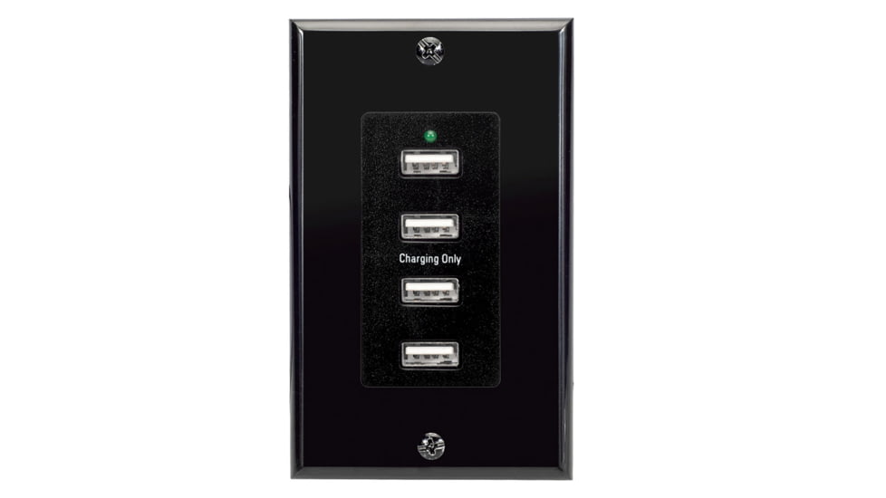 Magnadyne Wc-Usb-B Wall Mount USB Charger With 4-Ports, Black, WCP-USB-B