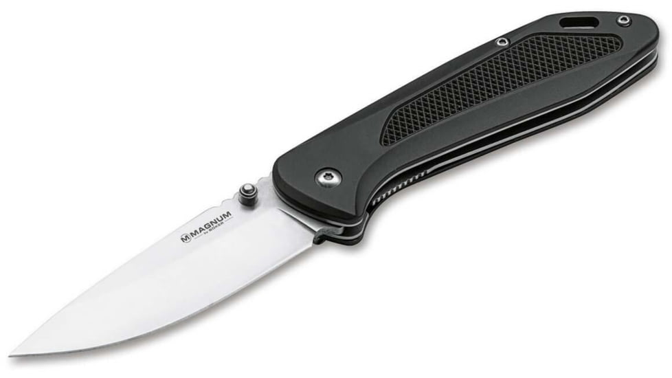 Magnum Advance Checkering Folding Knife, 3.54in, 440C, Aliminum Black Handle, 01RY302